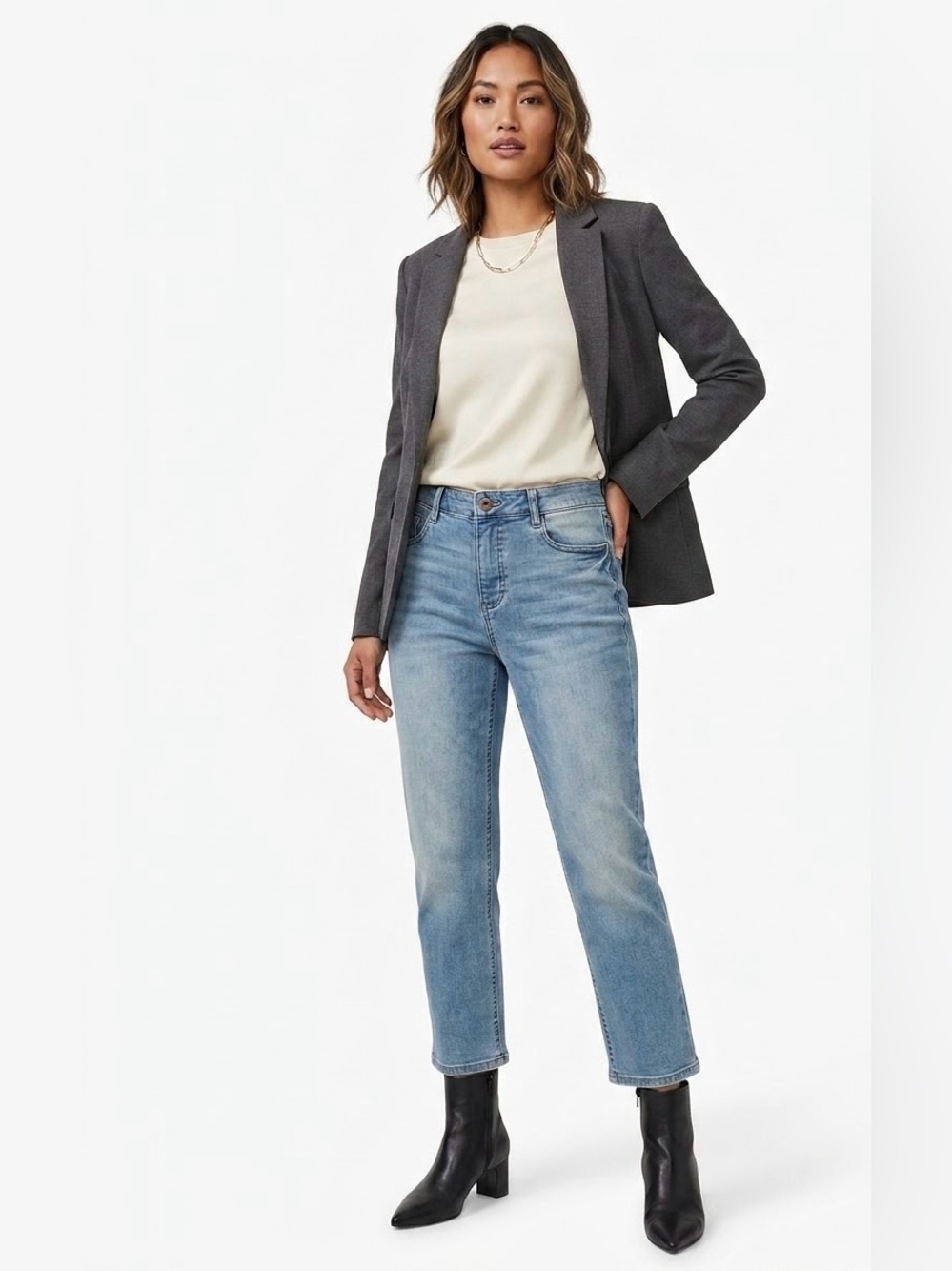 J. Jill Denim $89 W15-16” R9.5” I25 High-Rise Straight-Leg Cropped Jeans Size 6R